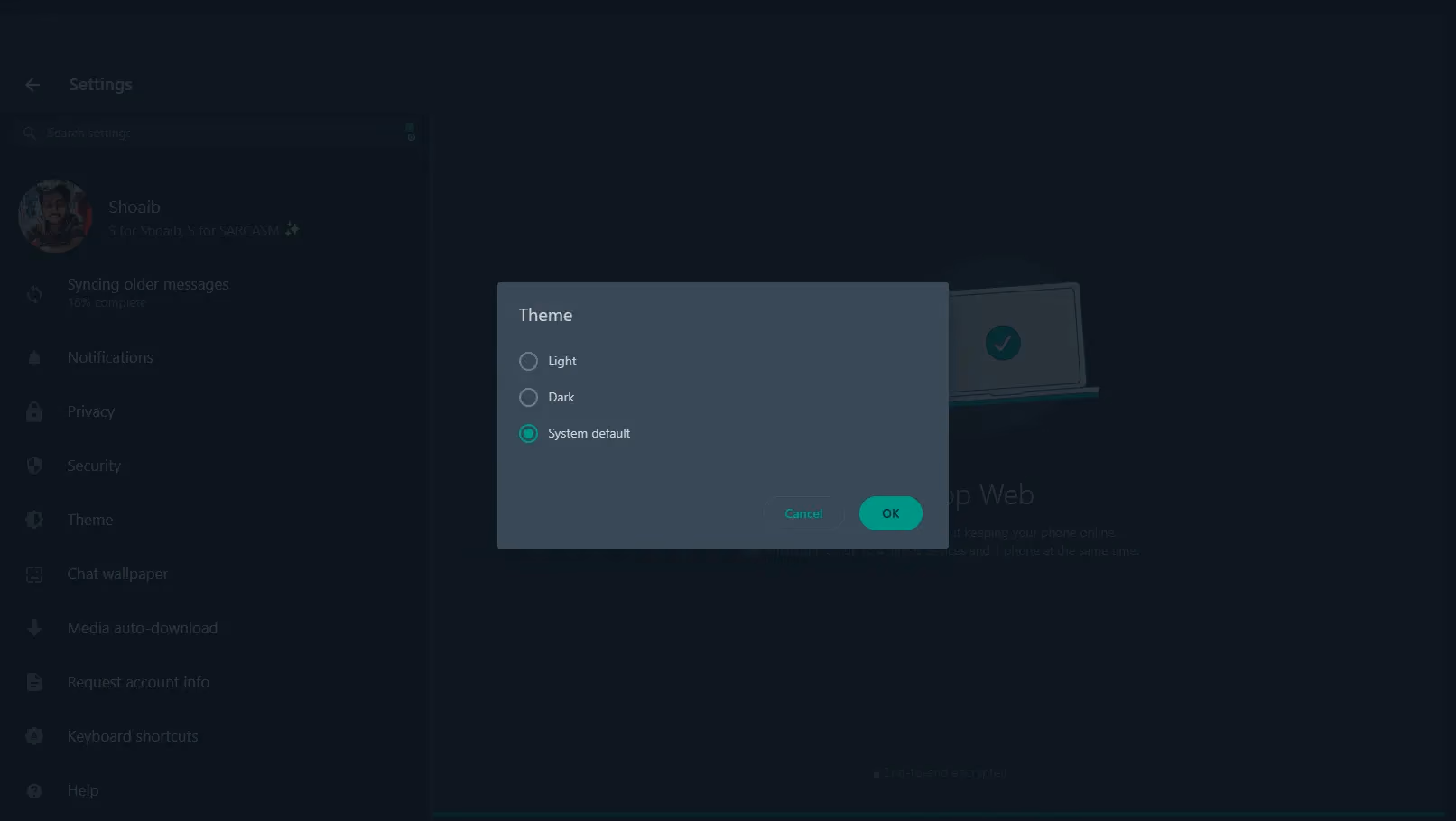 Whatsapp web theme